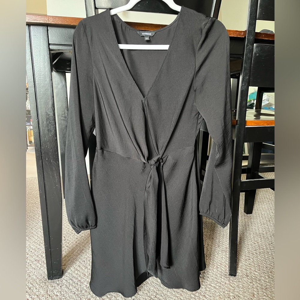 Express Long Sleeve Front Tie Dress - Medium